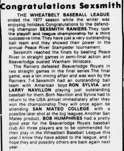 1977 Sexsmith Rainiers